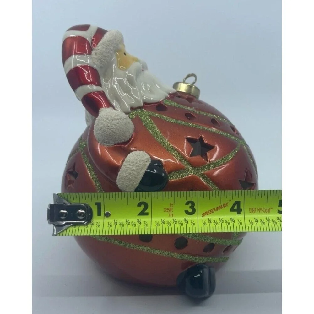 Santa Red Big Belly LED Light Up Ball Ornament Large 4.5
